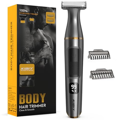 Intimrasierer Mann, Kibiy Elektrischer Körperrasierer Herren mit LED-Anzeige, für Gesicht, Körper und Intimbereich, Wasserdichter IPX7 Körperhaartrimmer mit Führungskämmen, Type-C Aufladung