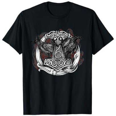 Thor Hammer Odin's Raven Viking Nordmann Mythology T-Shirt
