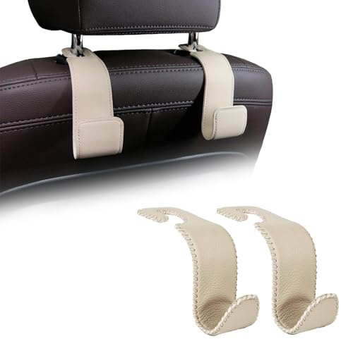 Hebterrka 2 Stück Autohalterung, Pack Aufgerüstete Auto Sitzhaken zum Aufhängen von Taschen und Handtaschen, Leder Kopfstützenhaken für Autositz Rückbank