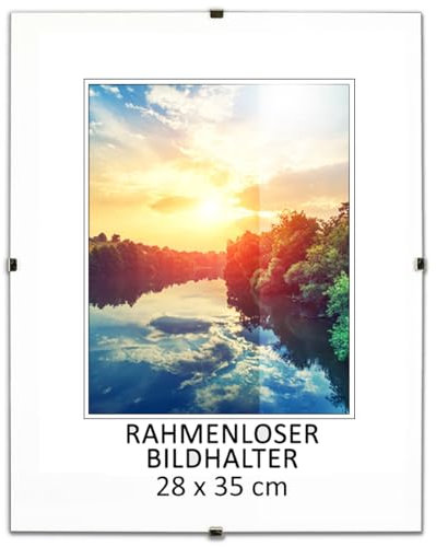 MG Design Marco de clip 28 x 35 cm - sin marco, acrílico transparente y fondo HDF, vertical u horizontal, para fotos, pósteres y diplomas