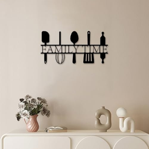 MYBSXKEOZ Metall Wanddeko Wanddekoration, Schwarzes Metall-Wanddekor, Metallbilder Küchenlogo Wandkunst Dekor Für Küche Esszimmer Drinnen Und Draußen