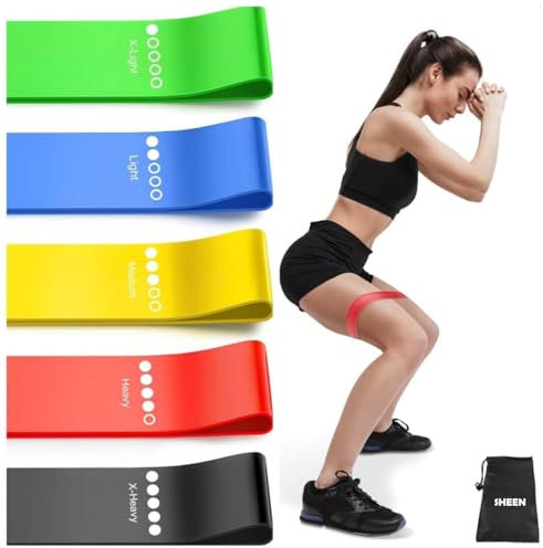 Resistance Bands [Set of 5], Resistance Band for Women and Men, Skin-Friendly Fitness Exercise Loop Bands 5 Levels for Legs and Glutes,Arms,Pilates,Yoga (BLACK- RED- YELLOW- BLUE- GREEN)