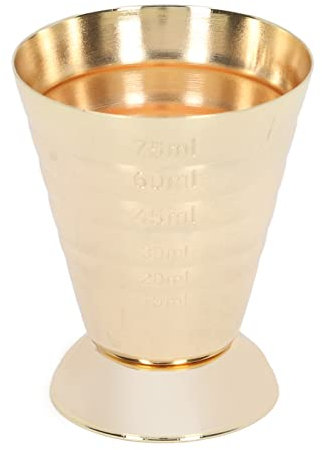 Aladeno Jigger à cocktail en acier inoxydable - Tasse à mesurer - Haute précision - 3 échelles - Jigger à cocktail en acier inoxydable pour bar, maison, restaurant (Gold)