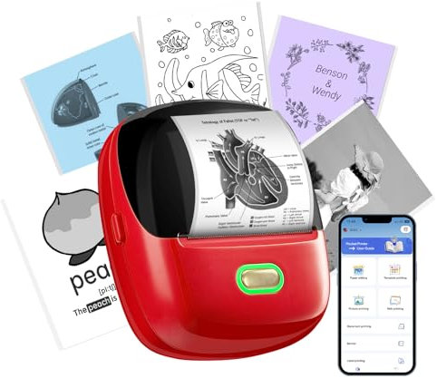 ORGSTA S002 etikettendrucker selbstklebend etikettiergerät Bluetooth 300 DPI etikettiermaschinen beschriftungsgerät ettikettiergeraet Label Printer Sticker Maker (Rot)