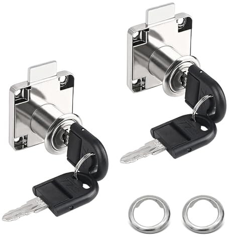 Shinsilur 2PCS Drawer cam Lock,Stainless Steel Hardware Cabinet Door Lock,Household Wardrobe Door Lock,Lock with Key and mounting ring22MM