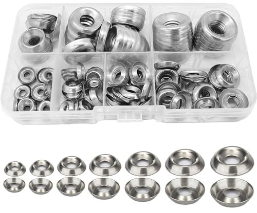 Senkkopf Unterlegscheiben Set (#4#6#8#10#12#14#16), Cup Unterlegscheiben, Metall Edelstahl Unterlegscheiben für Schrauben (Passend M3-M9) 180 Stück