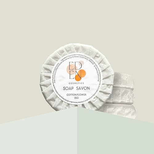 Lot de 100 Savonnettes 15g Fleur de Coton - Savons Individuels pour Hôtels, Airbnb, et Chambres d'Hôtes