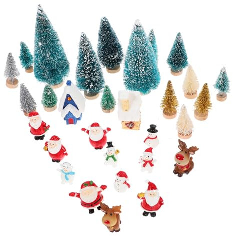 ERINGOGO Miniatur Weihnachtsdekoration Kleine Stabile Weihnachtsfiguren Für Tischdeko Bunte Mini-Dollhouse Ornamente Langlebige Xmas Desktop Schmuckstücke Für Party Lebensechte Mikro-landsc
