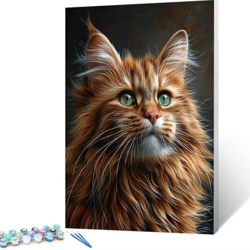 Malen Nach Zahlen Erwachsene Tier, Paint by Numbers, DIY Bastelset Erwachsene Katze, mit Pinseln und Acrylfarben Handgemalt Ölgemälde Leinwand für Home Decor Geschenk, Ohne Rahmen 80x110 cm H-f0