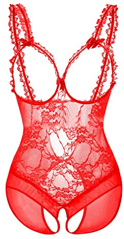 Cocila Tenues Sexy sous-vêtements Amusants pour Femmes Dentelle Ouverte Entrejambe rosée Sein Voir à Travers Sexy Body sous-vêtements Robe de Nuit Sexy Lingerie Coton