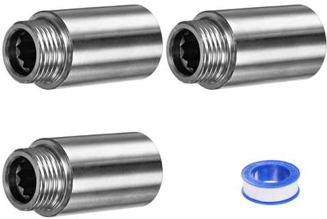 M METERXITY Shower Head Extension Arm, Stainless Steel G1/2 Male to Female Extension Pipe Fitting Adapter with PTFE Thread Seal Tape for Shower/Faucet, Pipe Plumbing Coupler 1.97/50mm 3-Pack