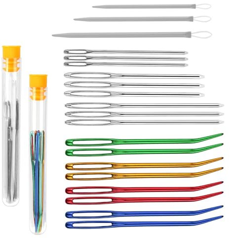 Weenwill Nadel mit Großem Öhr,20 Stück Stopfnadel,Stumpfe Nähnadeln Großes Öhr Gobelinnadeln zum Nähen,Sticknadeln,Nähnadeln für Wolle,Garn und Stickgarn,Basteln
