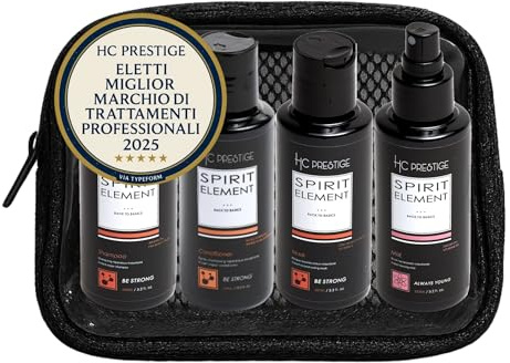 Prestige Travel Kit Routine Reconstructrice Be Strong – Reisetasche Haarpflege ohne Sulfate 4 x 100 ml – Shampoo, After Shampoo, Maske, Feuchtigkeitsspray, angereichert mit Kollagen, Edelweiss