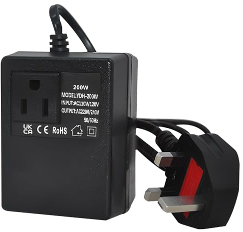 Vmxlso 300w Step Down Transformer, 220V/240V To 110V/120V Voltage Converter, Intelligent Efficient Adapter Power Adapter for Travel Uk Plug