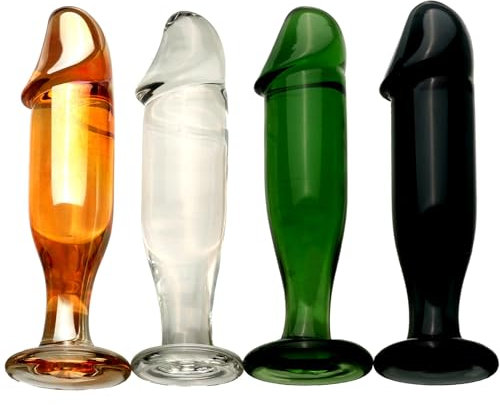 HGDTYRI Plug anale in Vetro a Forma di Pene con Base, Dildo in Vetro Liscio, Plug anale, Dildo Anali, Giocattoli sessuali for Uomini e Donne.(Clear)