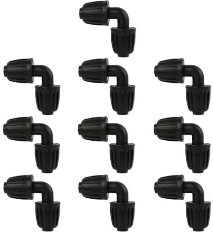 10 Pezzi Adattatore a Gomito per Irrigazione a Goccia, Connettori per Irrigazione, Adattatori Universali in Plastica Resistente per Tubi da Giardino, per Serre, Aiuole e Agricoltura (L)