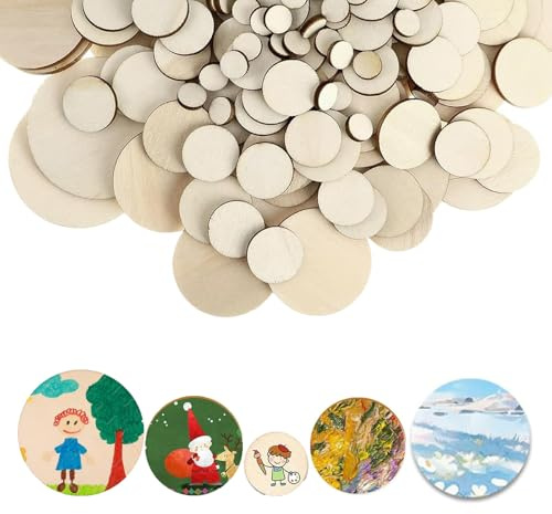 VIDSTW 400 Pezzi Dischi Legno Naturale Dischi di Legno Fai da te Liscio e Senza Sbavature 10MM 20MM 30MM Legnetti per Lavoretti Adorn Forabile per Pittura Graffiti Decorazione Artigianato