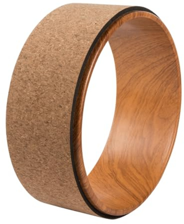 Abaodam Natürlicher Kork Yoga Wheel Trainingsgerät Rückenmassage Rad für Tiefen Rückbeugen Yoga Übungsgerät zur Muskelkräftigung und Wirbelsäulenunterstützung
