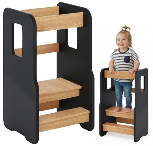ComfortCove Montessori Lärtorn, Montessori Stol, Svart/Ek