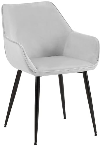 CLP Chaise de Salle à Manger rembourrée avec Dossier Luena, Chaise de Cuisine en Velours ou en Tissu, Supporter jusqu'à 150 kg, Couleur:Gris Clair, Matériel:Velours