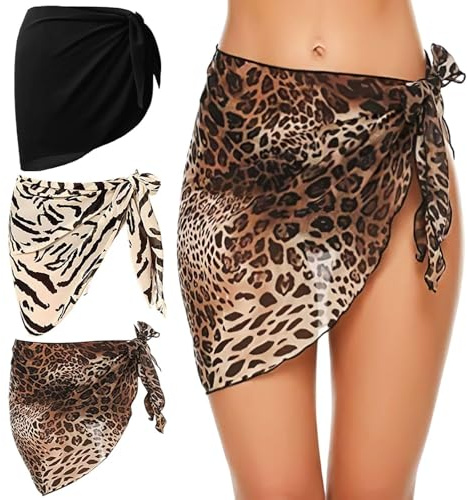 KOMBET Gonne Da Spiaggia Da Donna In 3 Pezzi, Gonne Avvolgenti In Chiffon, Camicette Da Bagno, Abbigliamento Da Spiaggia, Abbigliamento Da Spiaggia Per Le Vacanze.