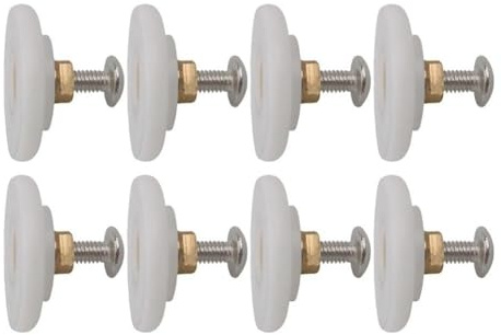 FACAIIO 8 Pack Replacement Shower Door Rollers 26mm Diameter for 3-6mm Glass Doors, Nylon Brass Ball Bearing Wheels with Anti-Rust and Load-Bearing Capacity