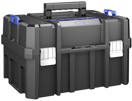 Three-Tier Multi-Function Tool Box, Stackable Modular Tool Storage System,3-Layer Step-Type Layered Structure,Large Capacity Tool Box,Garage Storage,Home Repair,Professional Use,(SC1-E)