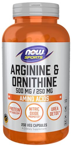 NOW Foods Sports Nutrition, Arginine & Ornithine 500/250 mg, Amino Acids, 250 Veg Capsules