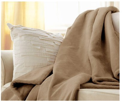 Sunbeam Microplush Throw Camelot Cuddler Heated Electric Warming Blanket with 3 Heat Settings Controller - Mushroom Beige