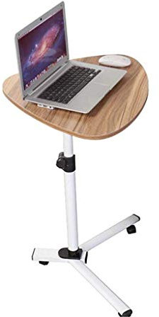 Tragbare PC Laptop Tisch Workstation Gaming Computer Schreibtisch Stand Tray | Standplatzwagen | Einstellbare Höhe | Desktop 360 ° schwenkbar | Mit Rädern Holzmaserung