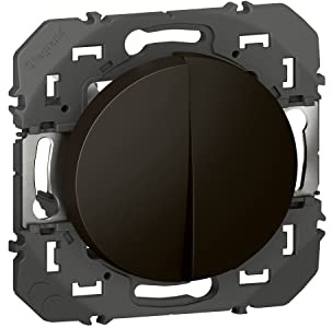LEGRAND - Interrupteur Mural Double ou Va-et-vient 10AX dooxie - Commande d'Éclairage (Sans Plaque) - Prêt à Installer - Fabriqué En France - Noir