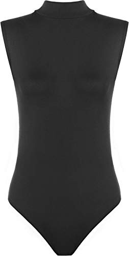 BODYWEAR LTD - Body senza maniche con collo a roll-up per donna - Taglio confortevole - Abbigliamento da performance - Essenziale per la classe di danza - Balletto, ginnastica, danza, clubbing, Nero