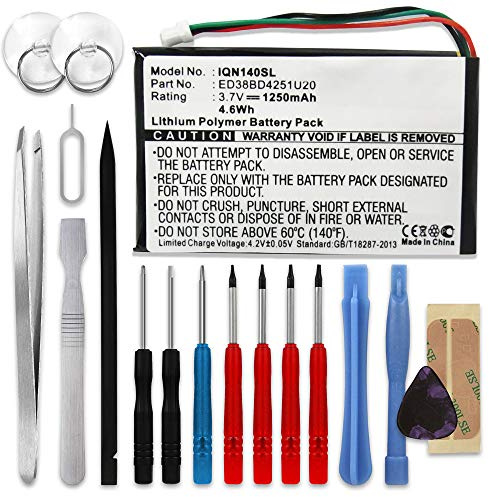 subtel, Akku Navi kompatibel mit Garmin Nüvi 1490, Nüvi 1490T, Nüvi 1450 (1250mAh, 3.7V) + Werkzeug-Set Ersatzakku ED38BD4251U20 361-00019-14