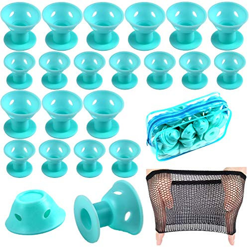 40 Stück Silikon Lockenwickler über Nacht Groß Magie Lockenwickler Haar Lockenwickler ohne Hitze Hair Curler für Lange Kurze Haare (Pale Cyan)