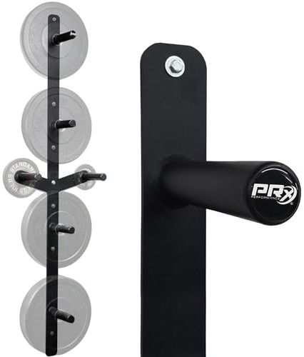 PRx Performance Wall-Mounted Vertical Weight Plate Storage - 3 or 4-Peg Heavy-Duty Bumper Plate Holder, Space-Saving Organizer for Garage Workouts, Home or Commercial Gyms, Fits 2-Inch Barbell Plates