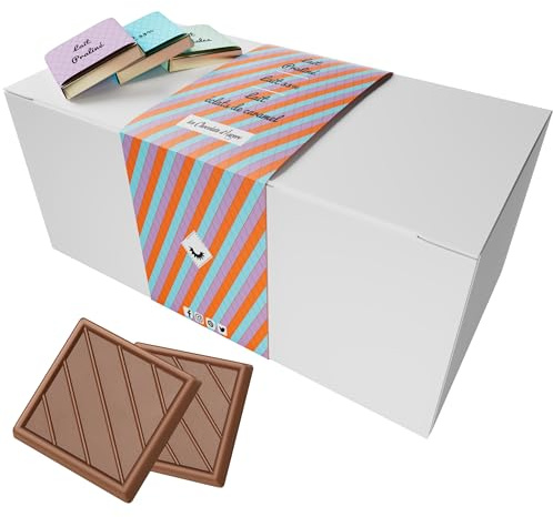 Coffret de Chocolats - Boîte de 70 Carrés de Chocolat Individuels au Lait, Praliné, Eclats de Caramel à Déguster ou Offrir - 100% Pur Beurre de Cacao - Fabriqué en France - 350 Gr