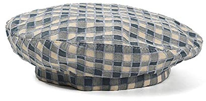 WQZYY&ASDCD Barett Cap Baskenmütze Schirmmütze Literarische Retro Karierte Baskenmütze Damen Flat Top Freizeithut-Hellblau_M (56-58Cm)