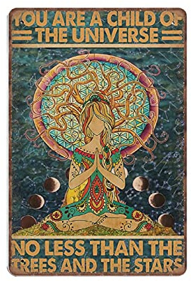 Dreacoss You Are Enough Poster, Girl Into The Forest, Hippie Art Print, Gypsy Soul Peace Signs, VintageMetal Tin Signs Iron Plaque Bar Club Kitchen Retro Parlor Garage Gifts, 20 X 30 cm(8x12inch)