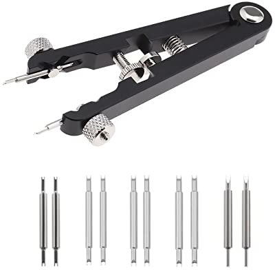 EMSea Uhrenarmband Federsteg Standard-Zangenentferner Ersetzen Sie das Entfernungswerkzeug Pinzetten-Kit mit 10x Stiftgabeln Professionelles Reparaturwerkzeug (Schwarz)