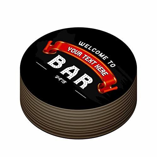Personalised Beer Mats Pack of 24 - Absorbent Recyclable Round Cardboard Drink Mat Coasters - Accessories for Home Bars Pubs - CO-CARD-012-24-R - ADD YOUR TEXT