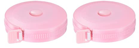 sourcing map 2pcs Measuring Tape 1.8M/70-inch Round Retractable Tailors Tape Measure Pocket Size for Body, Fabric, Sewing and Crafts Measurements, Light Pink