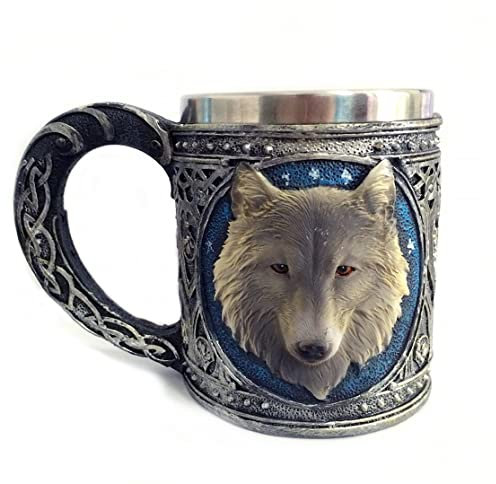Wolf Kaffee Kelch Tasse Edelstahl Wolf 3D Wasser Trinkkelch