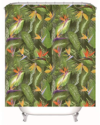 EHOMERY Duschvorhang Nach Maß Duschrollo Ersatzrolle Verschiedene Blätter Polyester Grün Rostfreie Ösen Und 12 Hakenringe, 120X180Cm