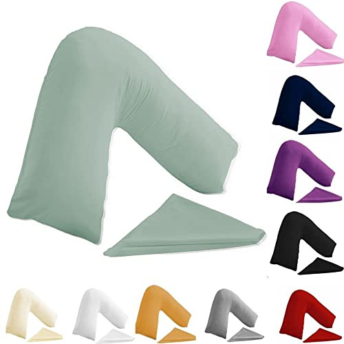 Buzzbuy Housse de taie d'oreiller en forme de V, 100 % polycoton Support orthopédique du dos et du cou Grossesse/Allaitement Housse de taie d'oreiller en V uniquement (Duck Egg)