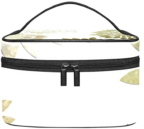 Sacs à cosmétiques pour Femmes, Trousse de Maquillage, Trousse de Toilette de Voyage, Organisateur d'accessoiresDoré Dahlia Fleur Floral