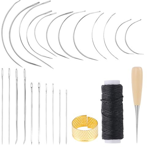 25 Stück Ledernadel Sattlergarn Ledernadeln, C Gebogene Nadeln Mehrere Stile Nähnadeln Leder Nähgarn Handstichwerkzeuge Filznadeln Set, Filznadeln Zum Trockenfilzen