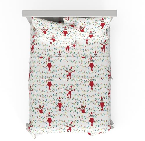 Elf On The Shelf Holiday & Christmas Bedding Super Soft 100% Cotton Flannel Sheet Set, Full, (Officially Licensed Product) by Franco