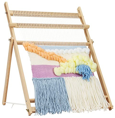 Webstuhl mit Ständer - Extra großer Holzrahmen für Anfänger, Erwachsene und Kinder - DIY Handgestrickte Tapisserie-Webstühle von The Weaving Loom
