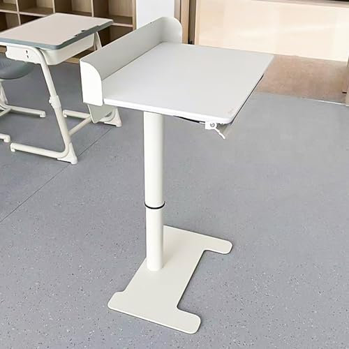 YVYKFZD Tragbarer stehpult, höhenverstellbare Rednerpult, bodenstehende Kirchenpodium mit Aufbewahrungsschublade, ergonomischer Hebepult Laptoptisch (Color : Wit)