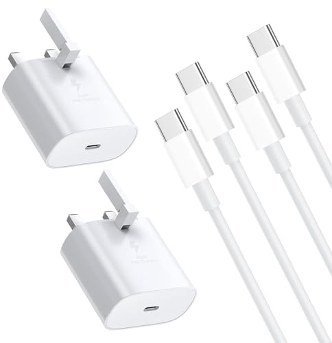 Samsung Fast Charger, Samsung Phone Plug and Cable 1M for Galaxy S26 S25 S24 S23 S22 S21 S20 A56 A55 A54 A53 A36 A35 A34 A33 A32 A17 A16 A40 A41 A70 A71, 2Pack USBC Lead with USB Type C Charging Plug